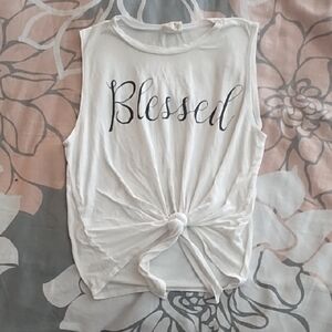 Dirty Laundry White Tank Top with 'Blessed' Print